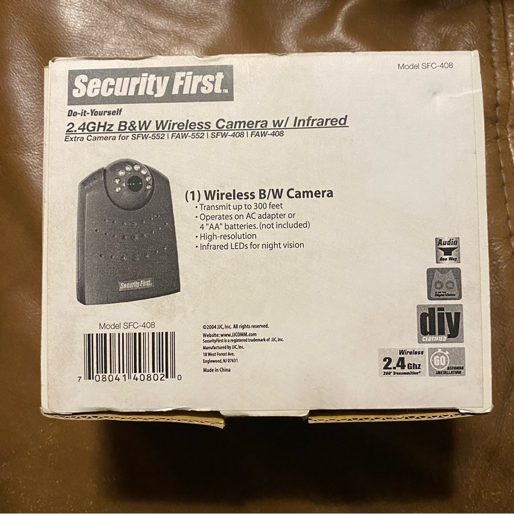Security First 2.4GHz B&W Wireless Camera w/Infrared Model SFC-408 NEW